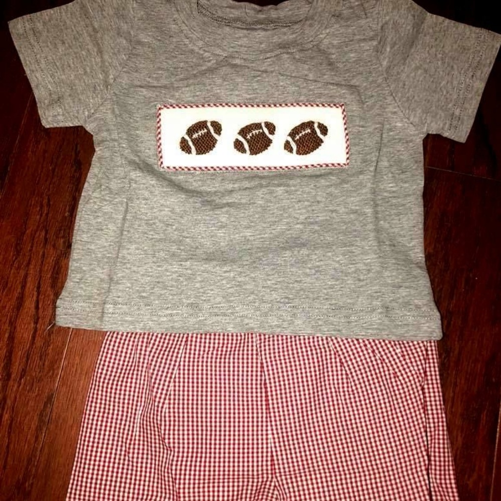 Football Smocked Shorts Set